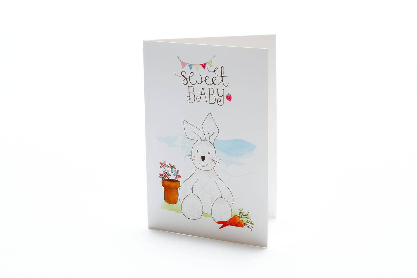 Welcome Baby White Bunny Card