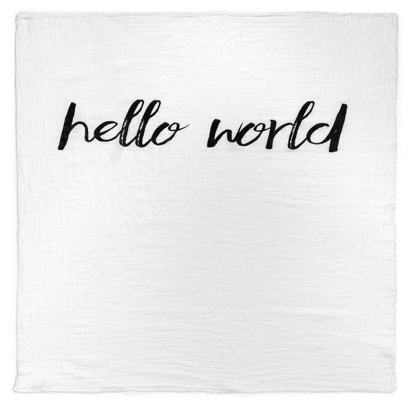 Organic Swaddle Blanket- Hello World