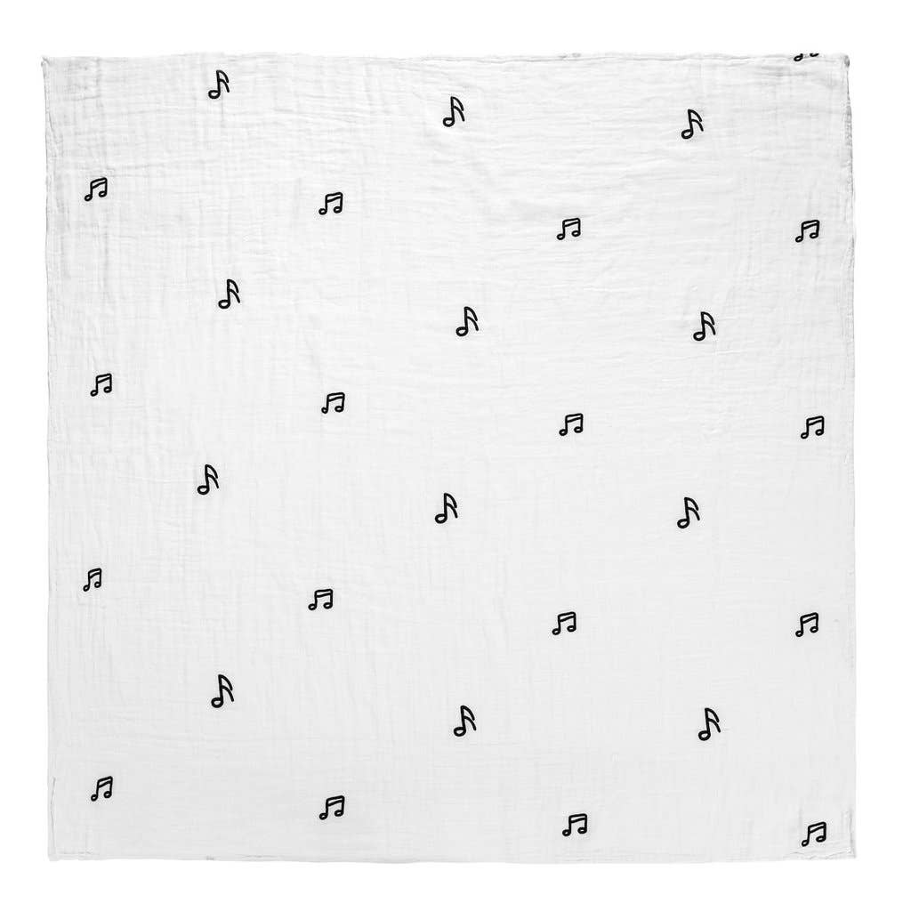Organic Cotton Muslin Swaddle - Music Notes