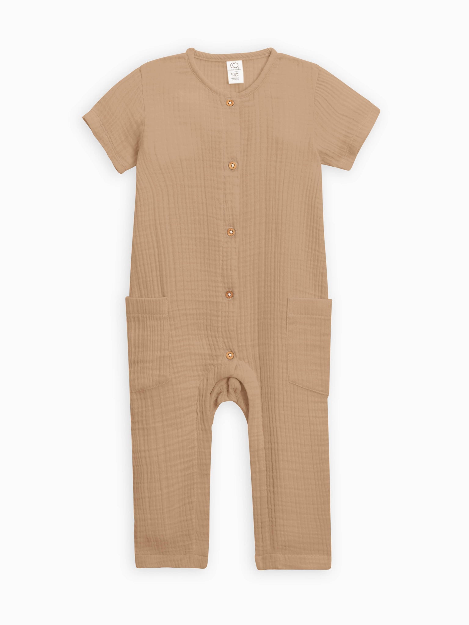 Brown Button Muslin Romper