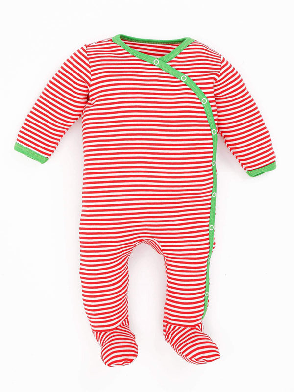 Under the Nile Organic Candy Cane Holiday Stripe Footie