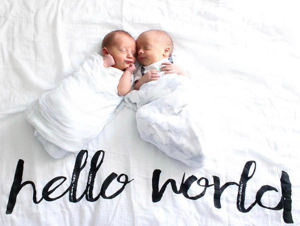 Organic Swaddle Blanket- Hello World