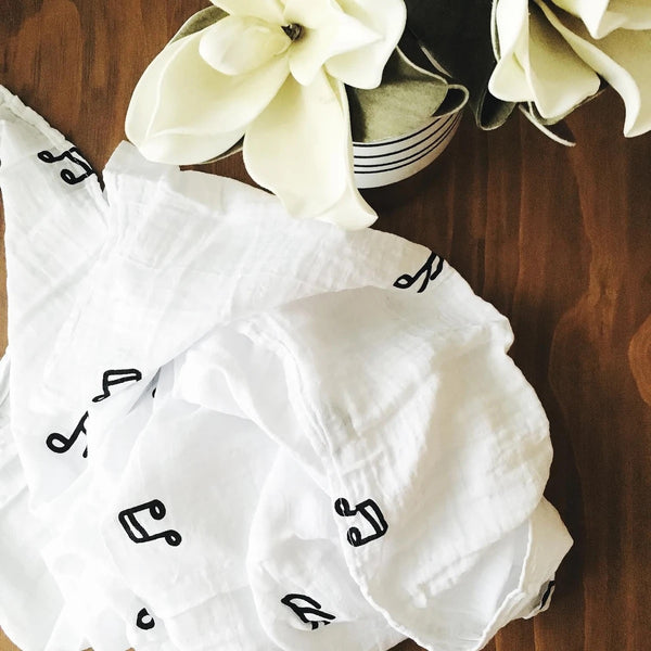 Organic Cotton Muslin Swaddle - Music Notes