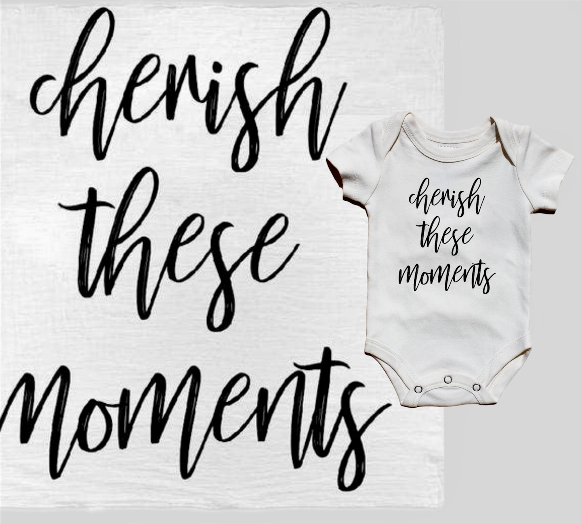 Organic Swaddle Blanket- Cherish these moments Newborn Set