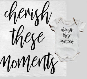 Organic Swaddle Blanket- Cherish these moments Newborn Set
